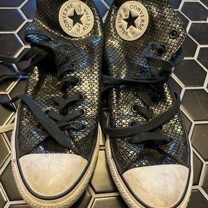 high top black snake skin shimmer converse